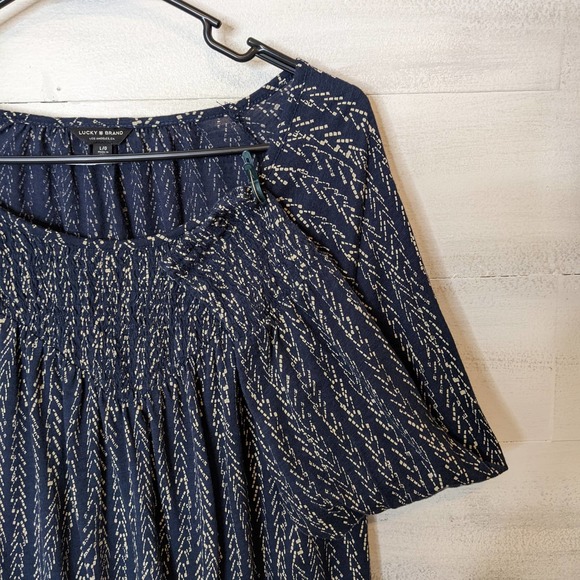 Lucky Brand Blue and Cream Loose Fit Long Sleeve Knit Top Size L - Picture 3 of 4